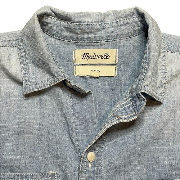 MADEWELL Chambray Classic Boyfriend Button Down Shirt Size Small - Picture 9 of 10